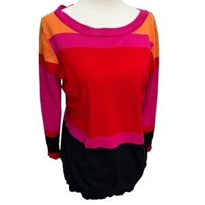 joseph A. Colour Block Scoop Neck Sweater Size M